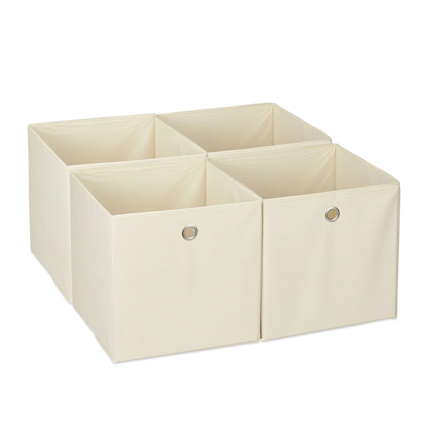 Relaxdays Faltbox 4er Set Polyester Beige Zusammenfaltbar 30 cm x 30 cm x 30 cm