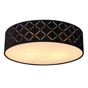 Schwarze Globo Deckenleuchte Varios Ø 38cm mit Dekorstanzungen für stimmungsvolles Licht.