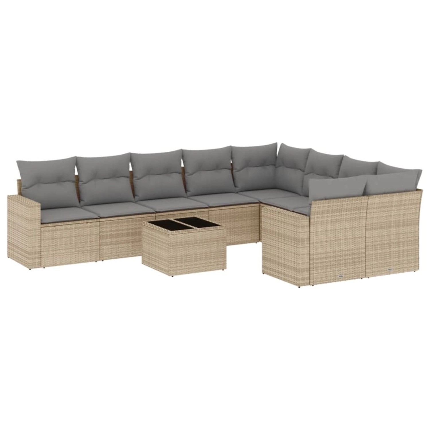 vidaXL 10-Tlg Garten-Sofagarnitur mit Kissen Beige Poly Rattan 3219439 günstig online kaufen