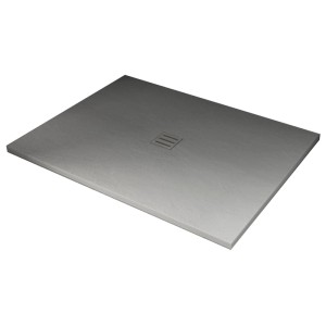 Glasdeals Duschwanne 120x90 cm in Weiß mit Steinlook-Oberfläche und flachem Design.
