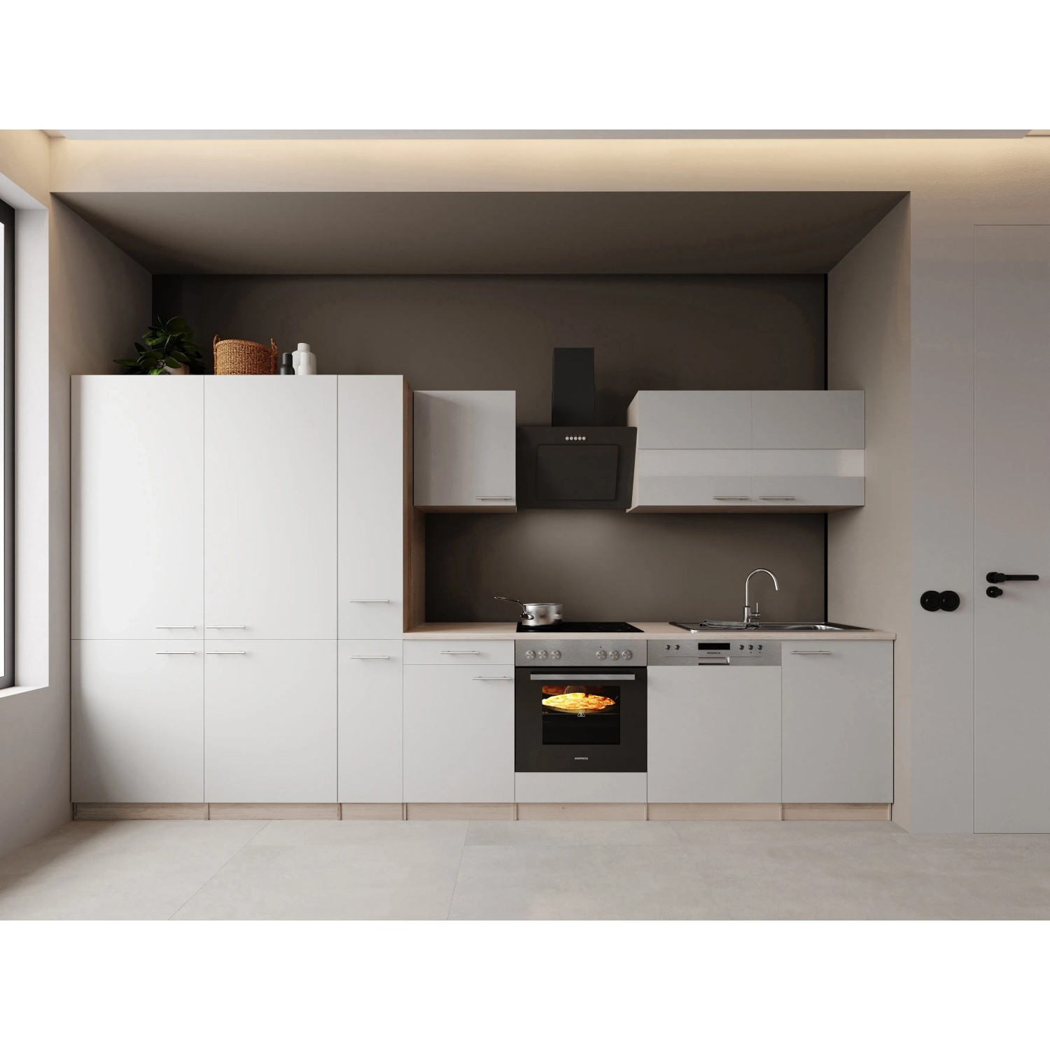Respekta Merle Küchenblock 370 cm French Door Optik Weiß