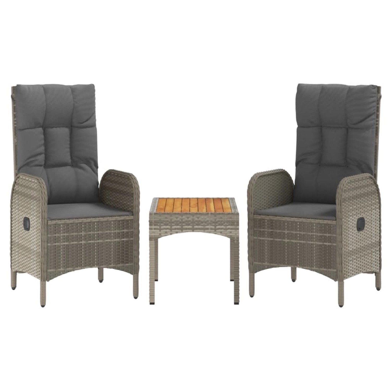 vidaXL 3-Tlg Garten-Lounge-Set mit Kissen Grau Poly Rattan 319907 günstig online kaufen