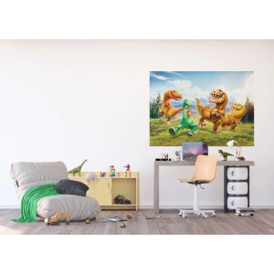 Disney Fototapete Arlo & Spot (160x110 cm) im Kinderzimmer. Grün, blaue und beige Farben.