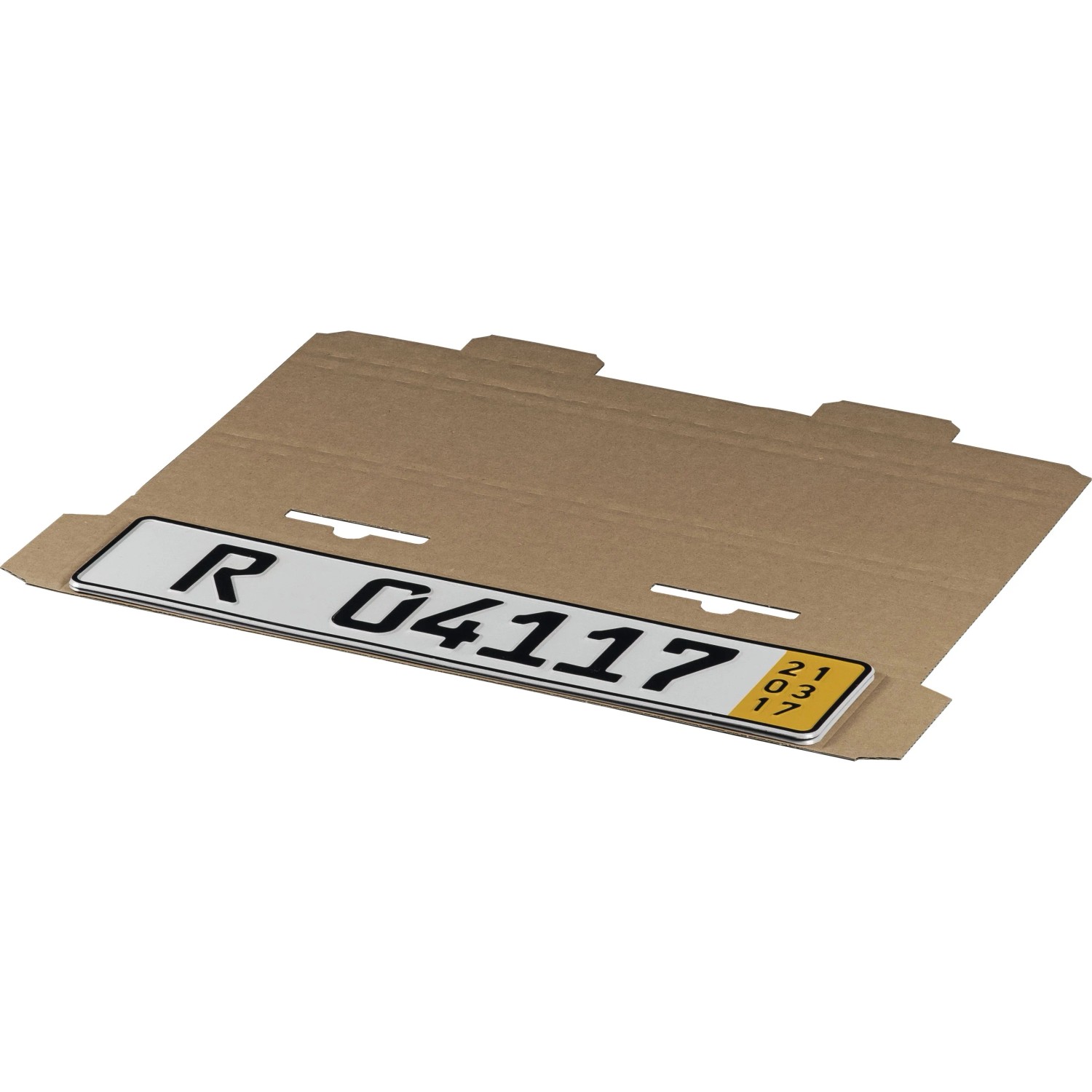 PROREGAL Mega Deal 40x Stanzverpackung für KFZ Kennzeichen LxBxH 112x522x10mm mit Steckverschluss Portooptimiert Braun Kennzeichen-Verpackung