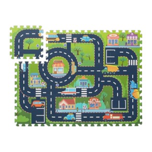 Relaxdays Puzzlematte Straße EVA Schaumstoff Bunt Stoßdämpfend 114 cm x 86 cm x 1 cm
