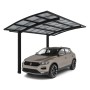 Schwarzes Ximax Alu Einzelcarport Portoforte Typ 60 mit Auto. Carport mit transparentem Dach.