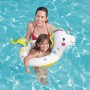 Mutter und Kind mit Bestway Schwimmring im Tierdesign Einhorn im Pool.