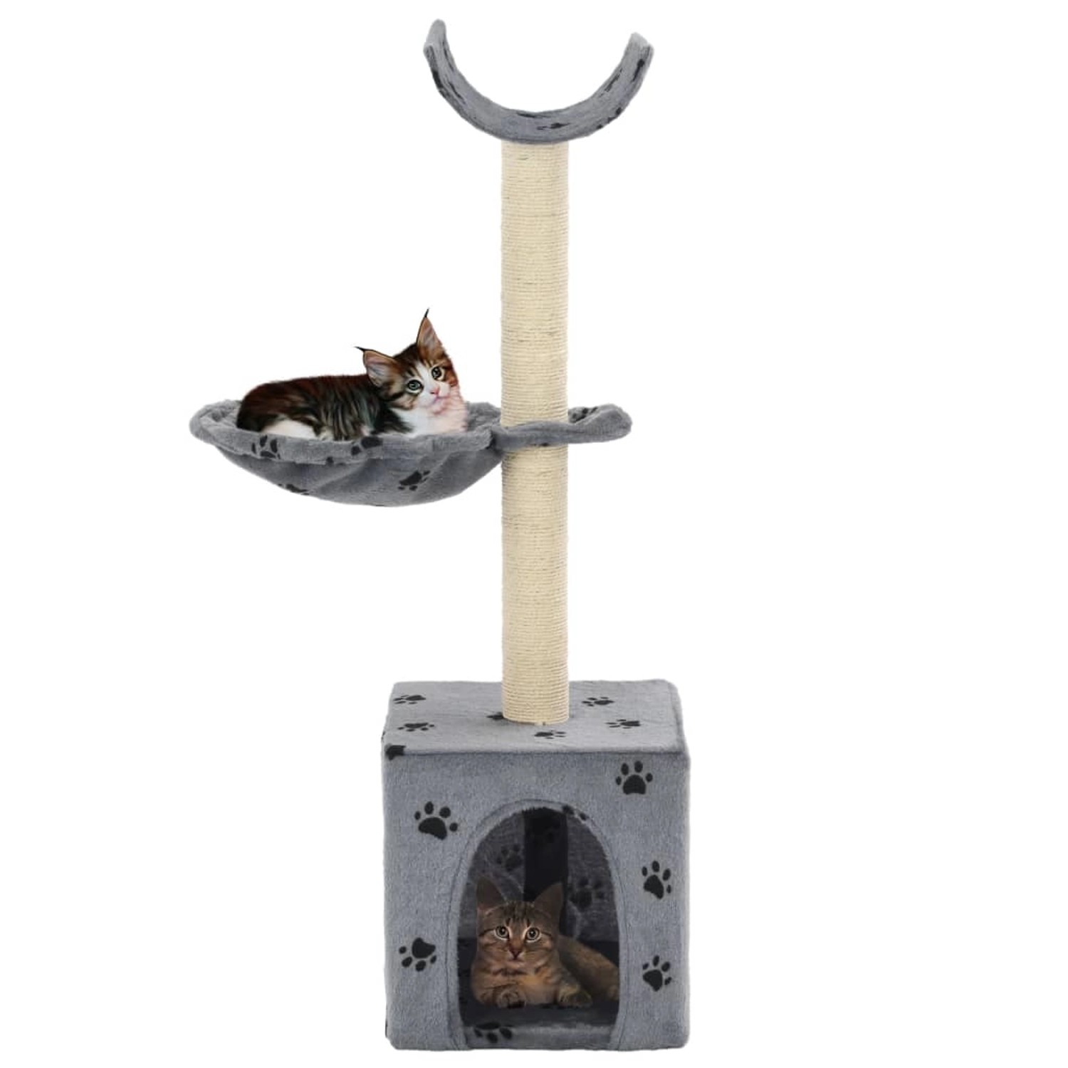 Thumbnail - vidaXL Katzen-Kratzbaum mit Sisal-Säulen 105 cm Pfoten-Aufdruck Grau