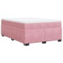 Rosa vidaXL Boxspringbett mit weißer Matratze und Auflage, Samt, 140x190 cm.