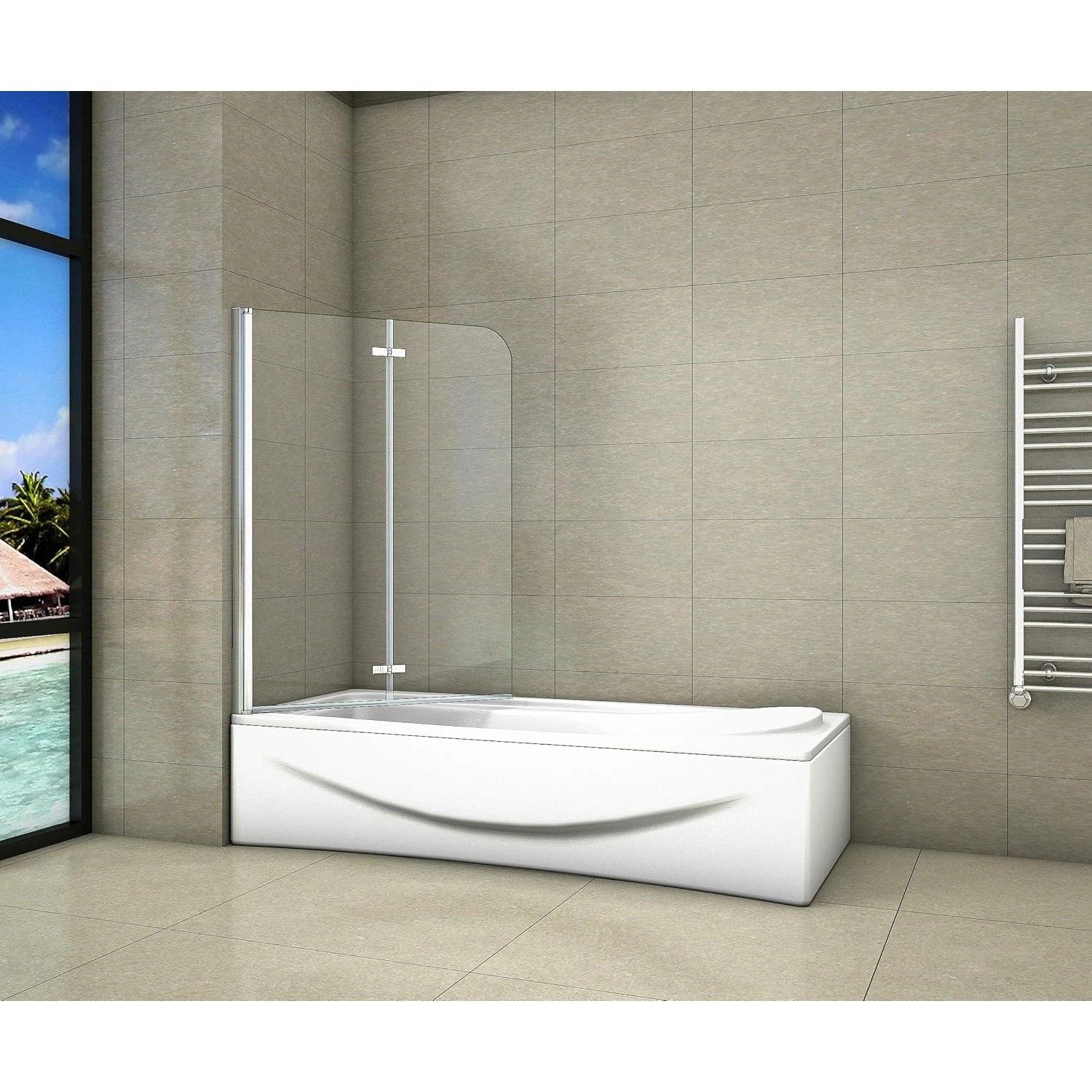 Duschparadies Badewannenaufsatz Badewannenfaltwand 100x140cm Duschabtrennung Duschwand 6mm Nano Glas Dusche_3