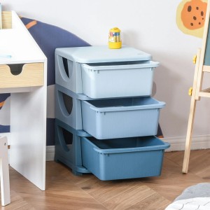 HOMCOM Schubladenschrank für Kinder, blau, mit 3 Schubladen zur Aufbewahrung im Kinderzimmer.
