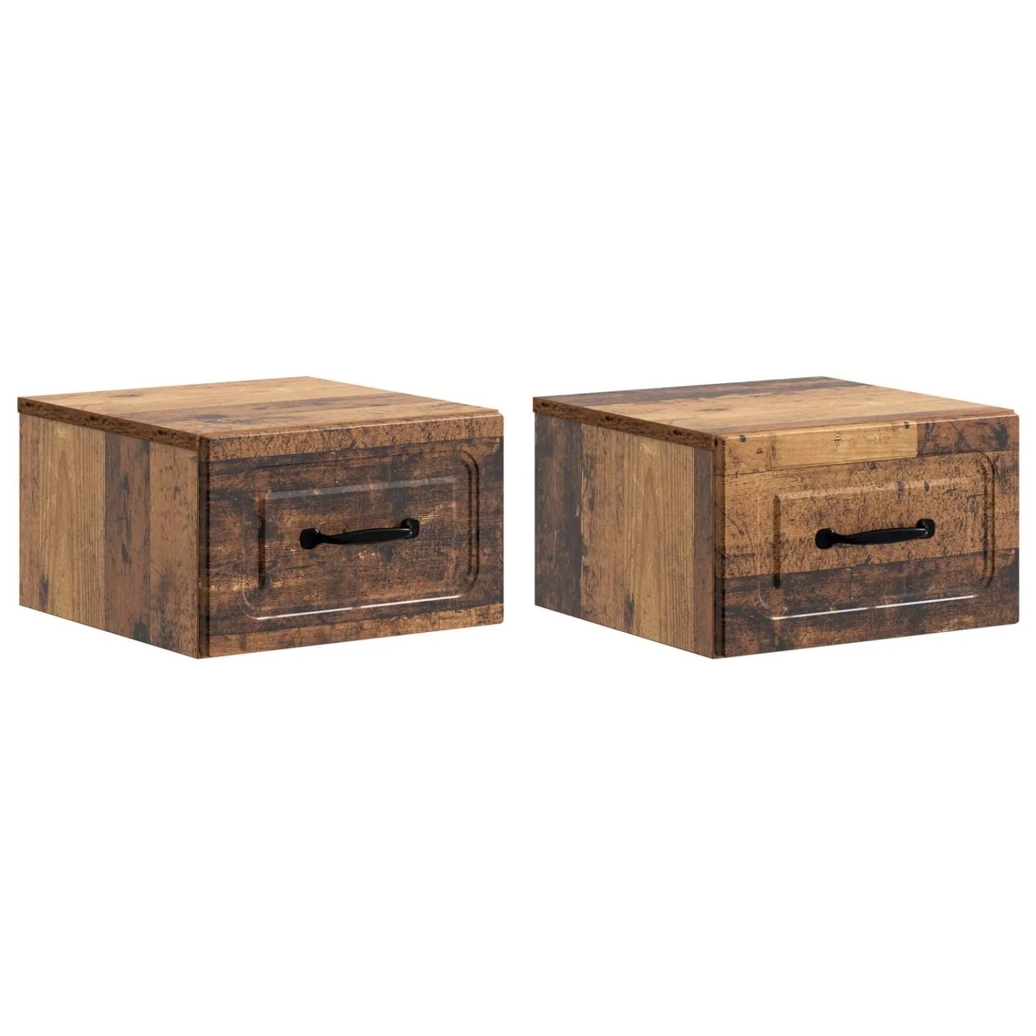 vidaXL Wandmontierter Nachttisch 2 Stk Altholz 34,5 x 33 x 20 cm 899292