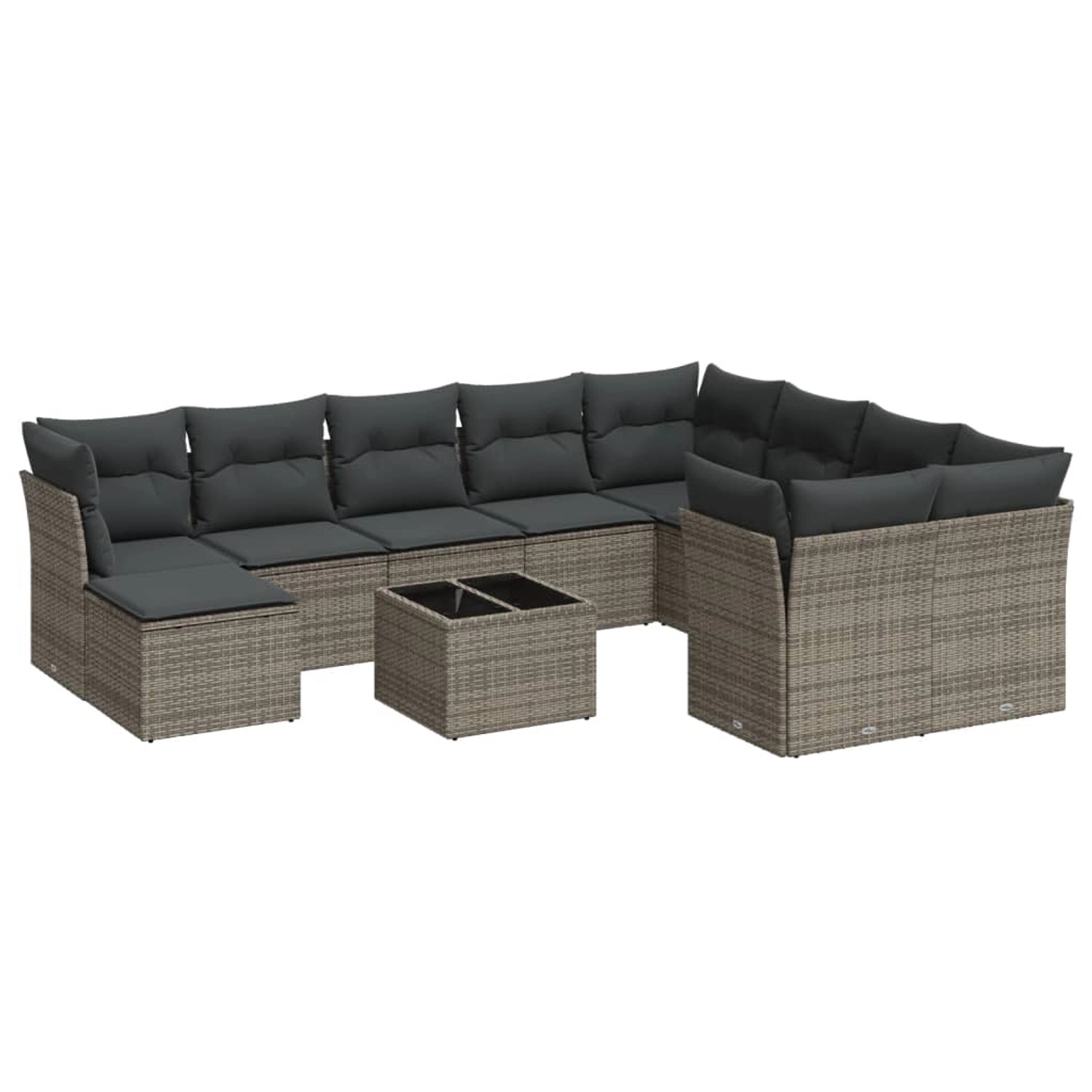 vidaXL 11-Tlg Garten-Sofagarnitur mit Kissen Grau Poly Rattan 3218600 günstig online kaufen