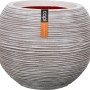 Elfenbeinfarbener Capi Pflanztopf Nature Rib Kugel, Ø 40 cm, mit Riffelstruktur.
