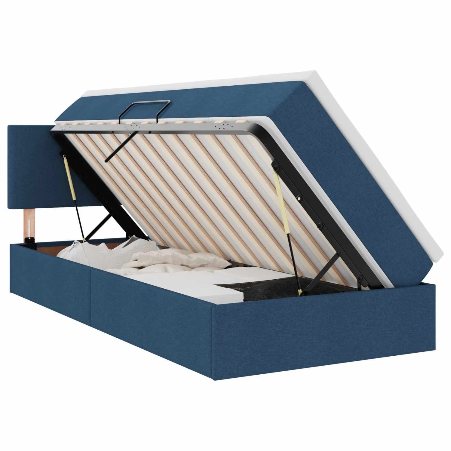 vidaXL LED-Speicherbett mit Matratze Blau 90 x 200 cm Stoff 3371060