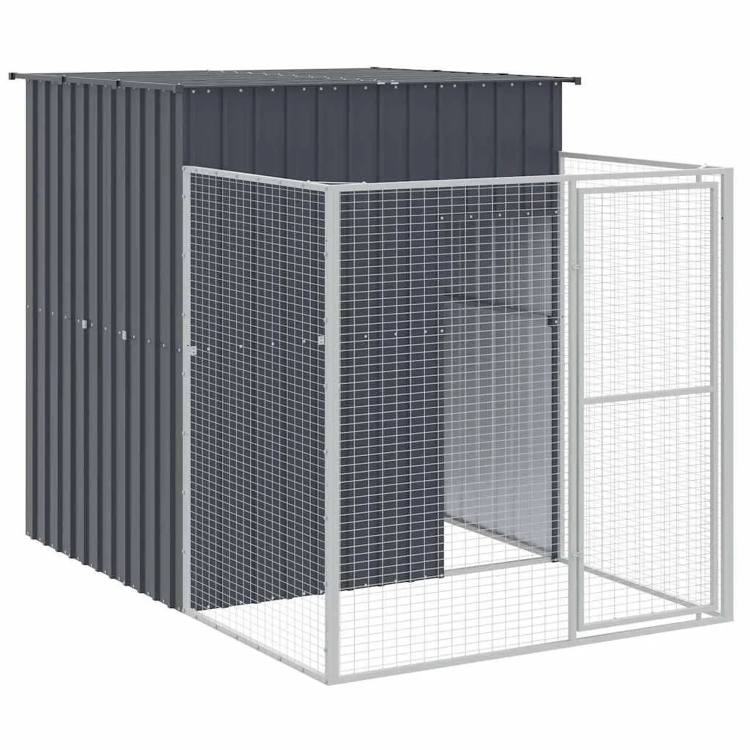 vidaXL Hundehütte mit Auslauf Anthrazit 165x251x181cm Verzinkter Stahl 172365