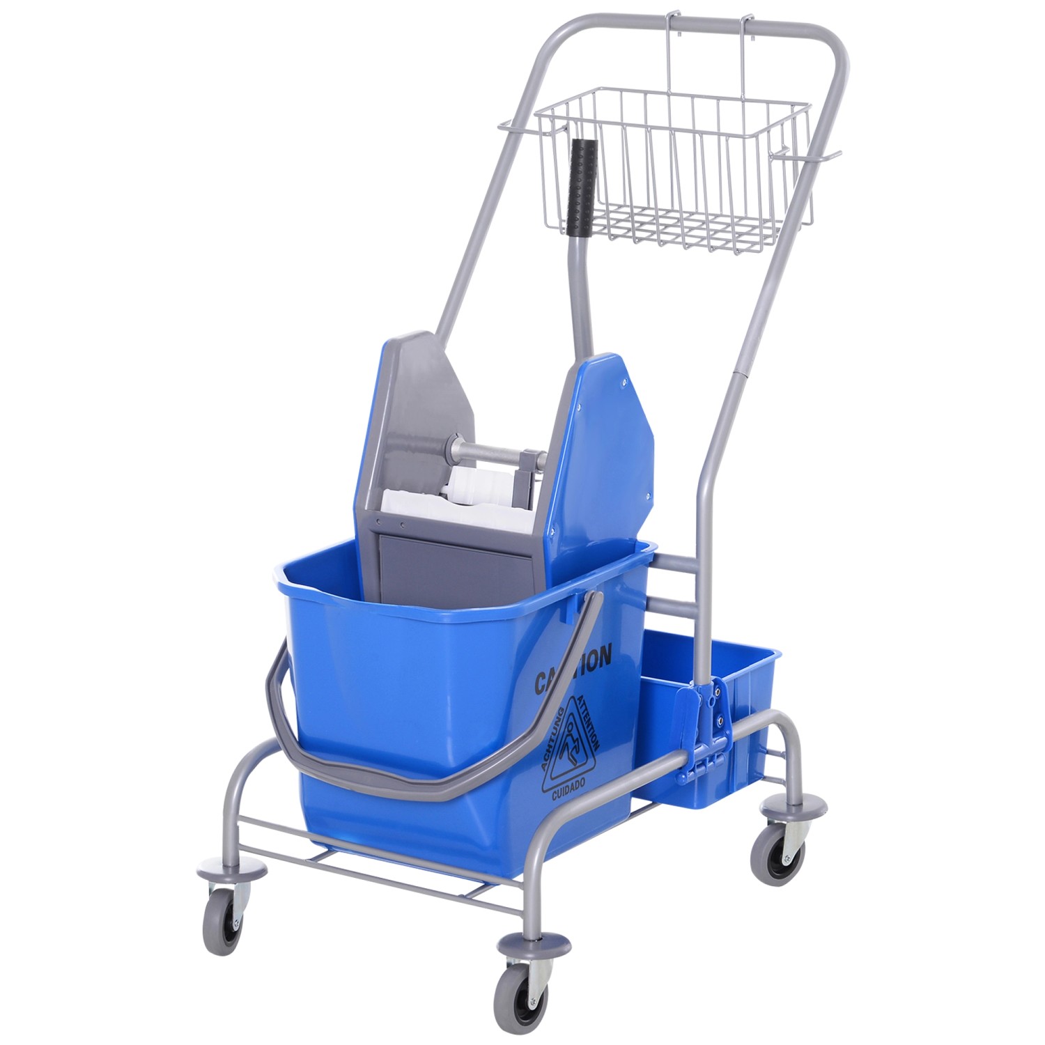 HOMCOM Putzwagen Kunststoff Metall Blau 72L x 49,5B x 95H cm