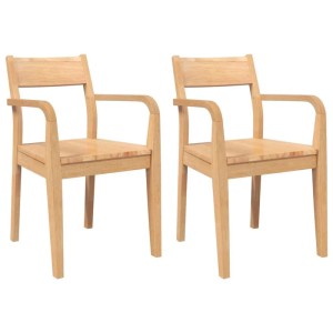 vidaXL Esszimmerstühle 2 Stk Natur Massivholz Gummibaum 4102510