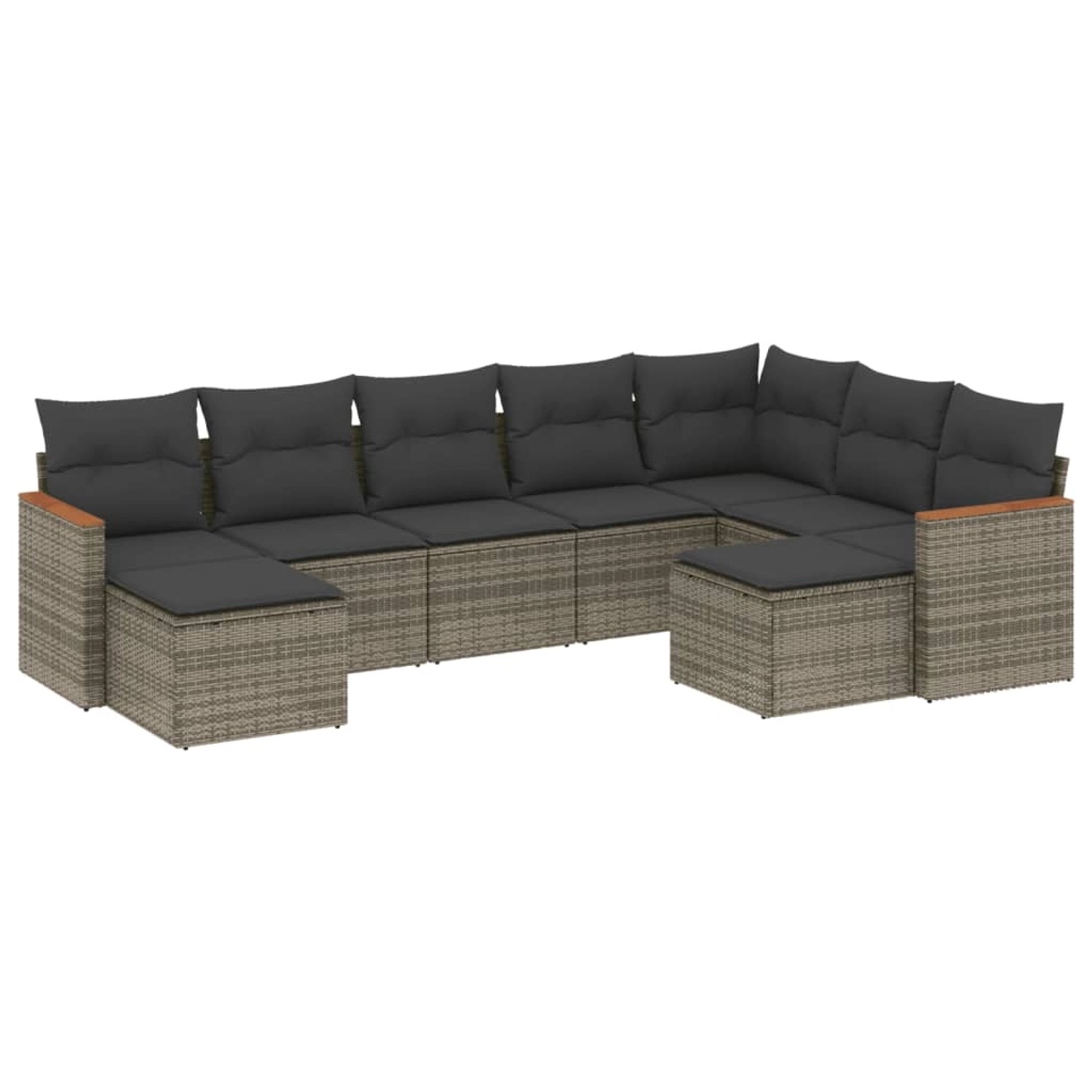 vidaXL 9-Tlg Garten-Sofagarnitur mit Kissen Grau Poly Rattan 3258945 günstig online kaufen