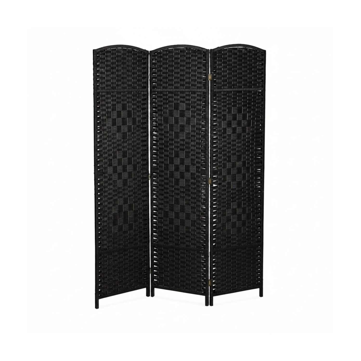 Relaxdays Paravent Holz Papierseil Schwarz 3-teilig Faltbar 170 cm x 120 cm x 2 cm 3,2 kg