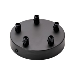 Schwarzer Orion Lightstyle Deckenbaldachin mit 5 Auslässen (Ø 120 mm) für Lampen & Leuchten.