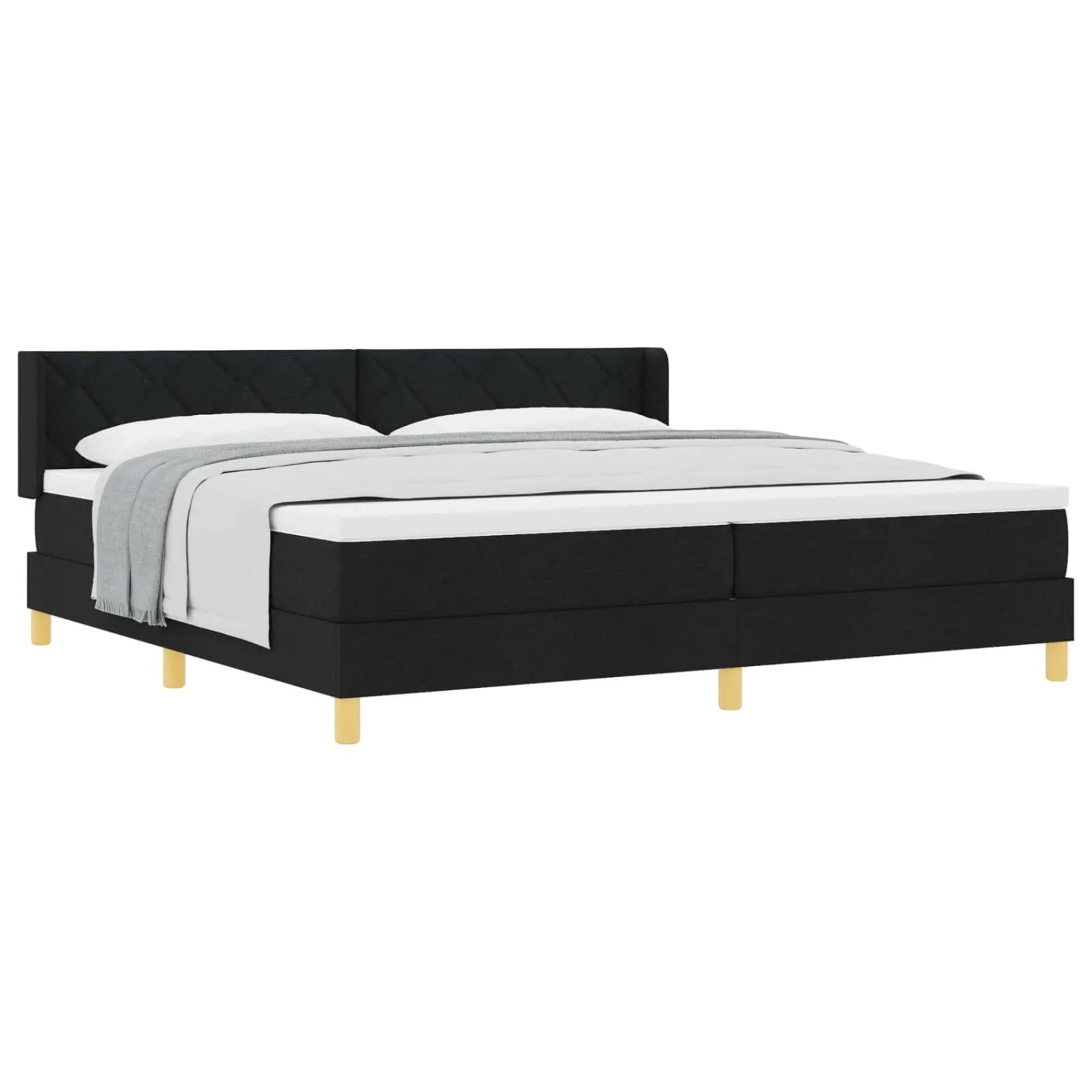 vidaXL Boxspringbett mit Matratze Schwarz 200 x 200 cm Polyester 3341379