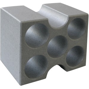 Graue Flaschenbox Compact für 5 Flaschen, 31x25x19,5 cm, zur Aufbewahrung und Transport.