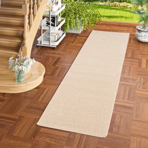 Beiger Langflor-Teppichläufer 80x320cm, geeignet für Fußbodenheizung. Snapstyle Cottage Teppich.