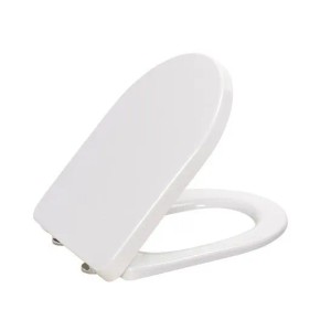 Weißer MKW WC-Sitz DARIO BASIC aus Duroplast für Villeroy & Boch O.Novo, mit Edelstahlscharnier und überlappendem Deckel.
