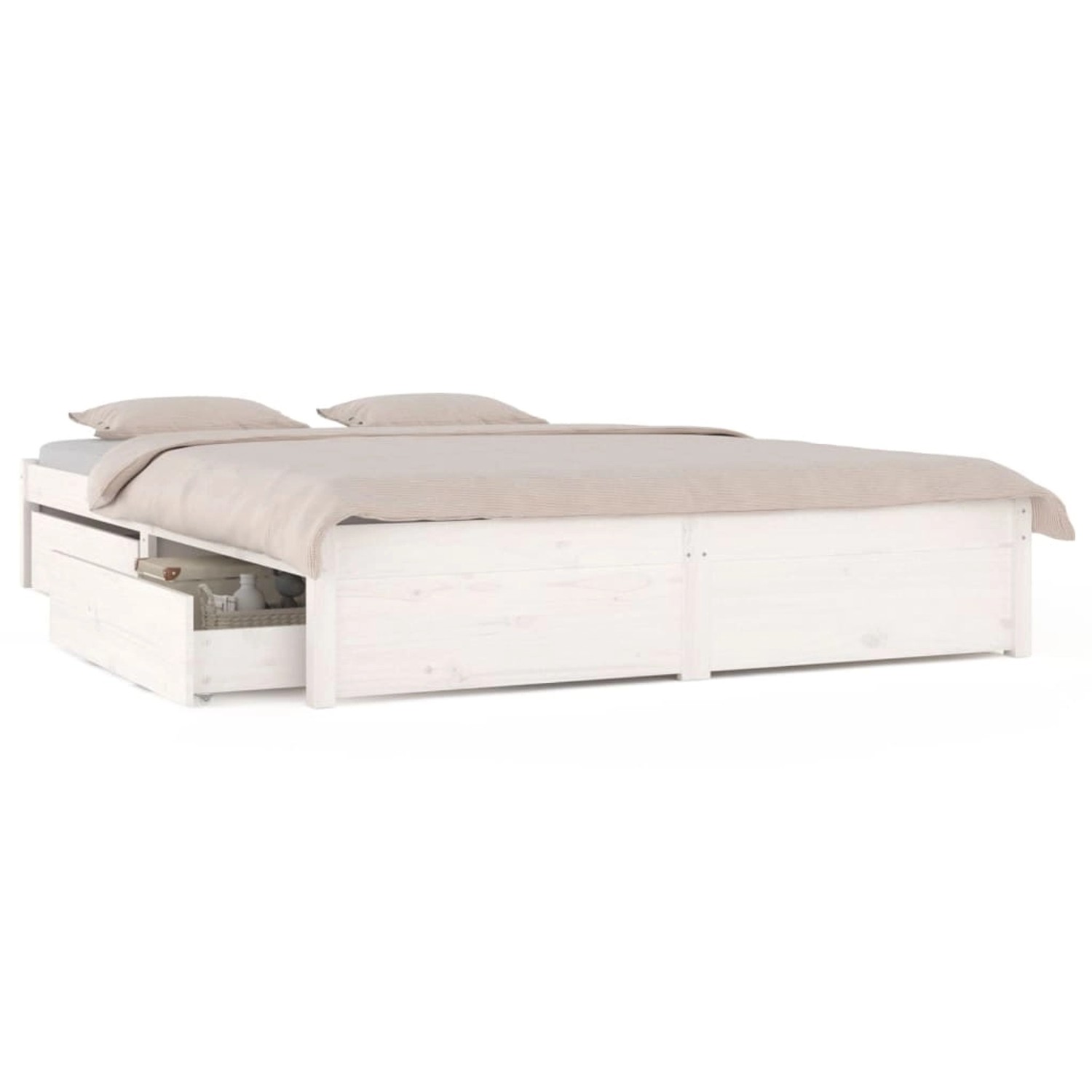 vidaXL Bett mit mit Schubladen Weiß 140x190 cm1124485