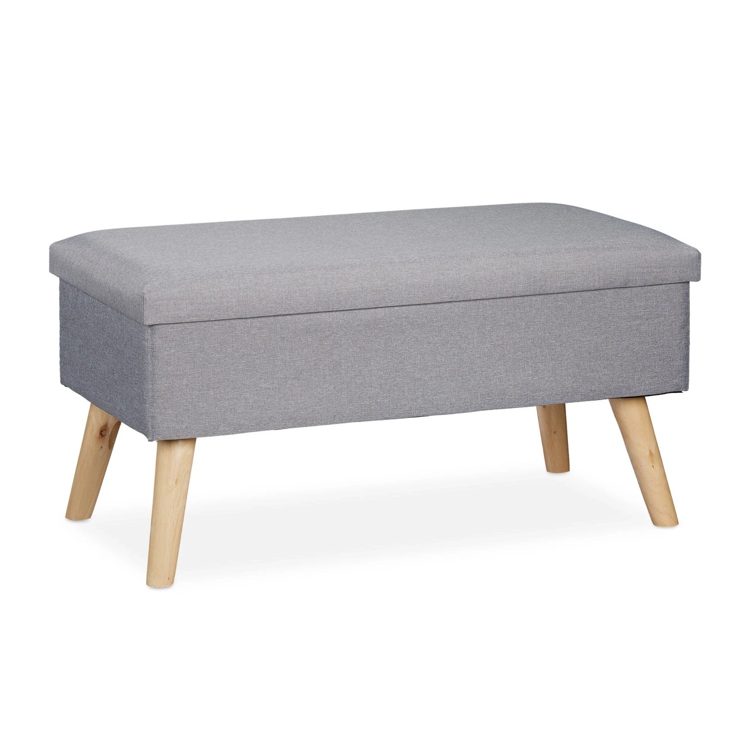 Relaxdays Sitzbank Holz Hellgrau mit Stauraum 39 cm x 77 cm x 39 cm 7,5 kg