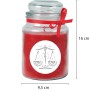 Rote Duftkerze im Glas mit Sternzeichen Waage und roter Schleife. Brenndauer 110 Stunden.