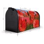 Schwarzer US Briefkasten mit Mohnblumen Motiv, 48x22x16cm. Stahl, pulverbeschichtet.