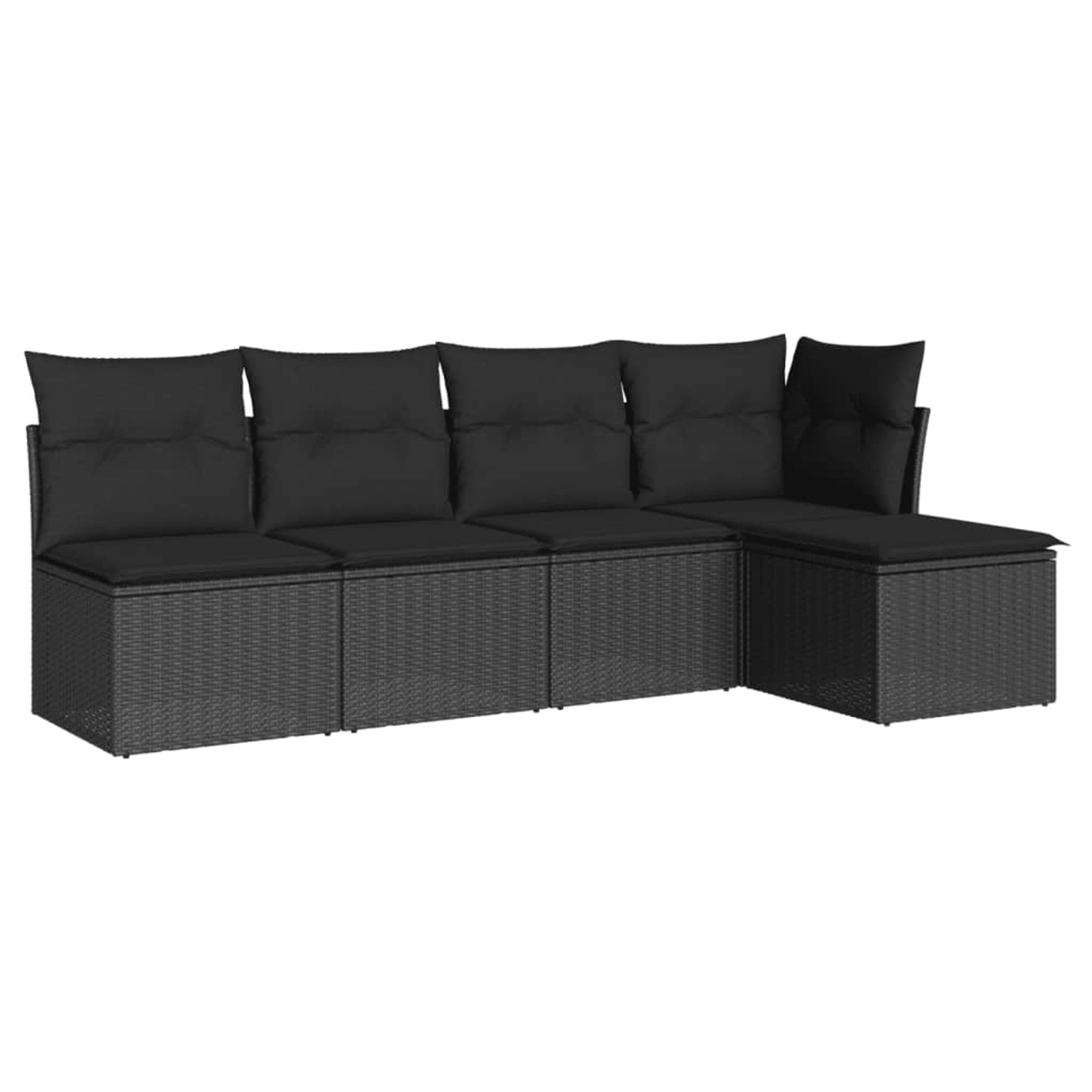 vidaXL 5-tlg Garten-Sofagarnitur mit Kissen Schwarz Poly Rattan Modell 20