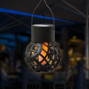 Marelida LED Solar Hängeleuchte Feuerball Garten Balkon Kugelleuchte Mit Flammeneffekt
