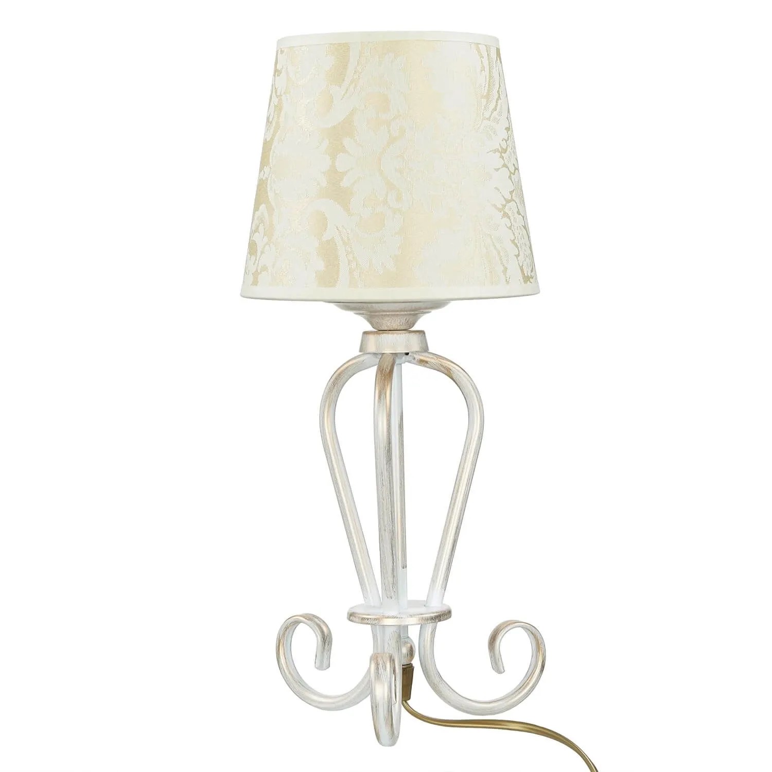 Licht-Erlebnisse Nachttischlampe Shabby Gold Antik 45 cm Stoff Metall E27