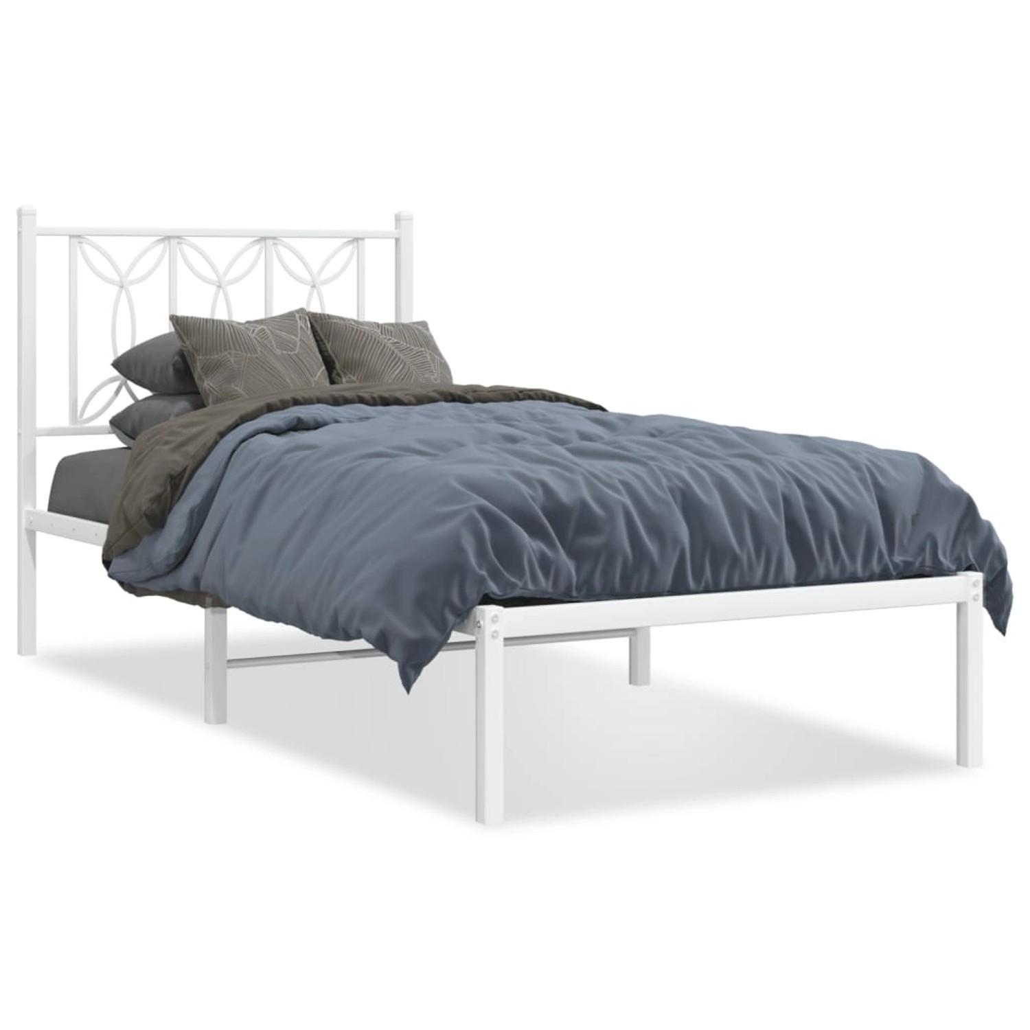 vidaXL Bettgestell mit Kopfteil Metall Weiß 90x190 cm 376169 günstig online kaufen