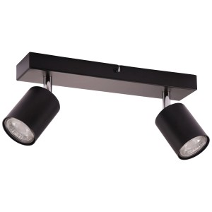 Schwarzer, 2-flammiger LED-Deckenstrahler Taio, 35,5 cm breit, für flexible Beleuchtung.