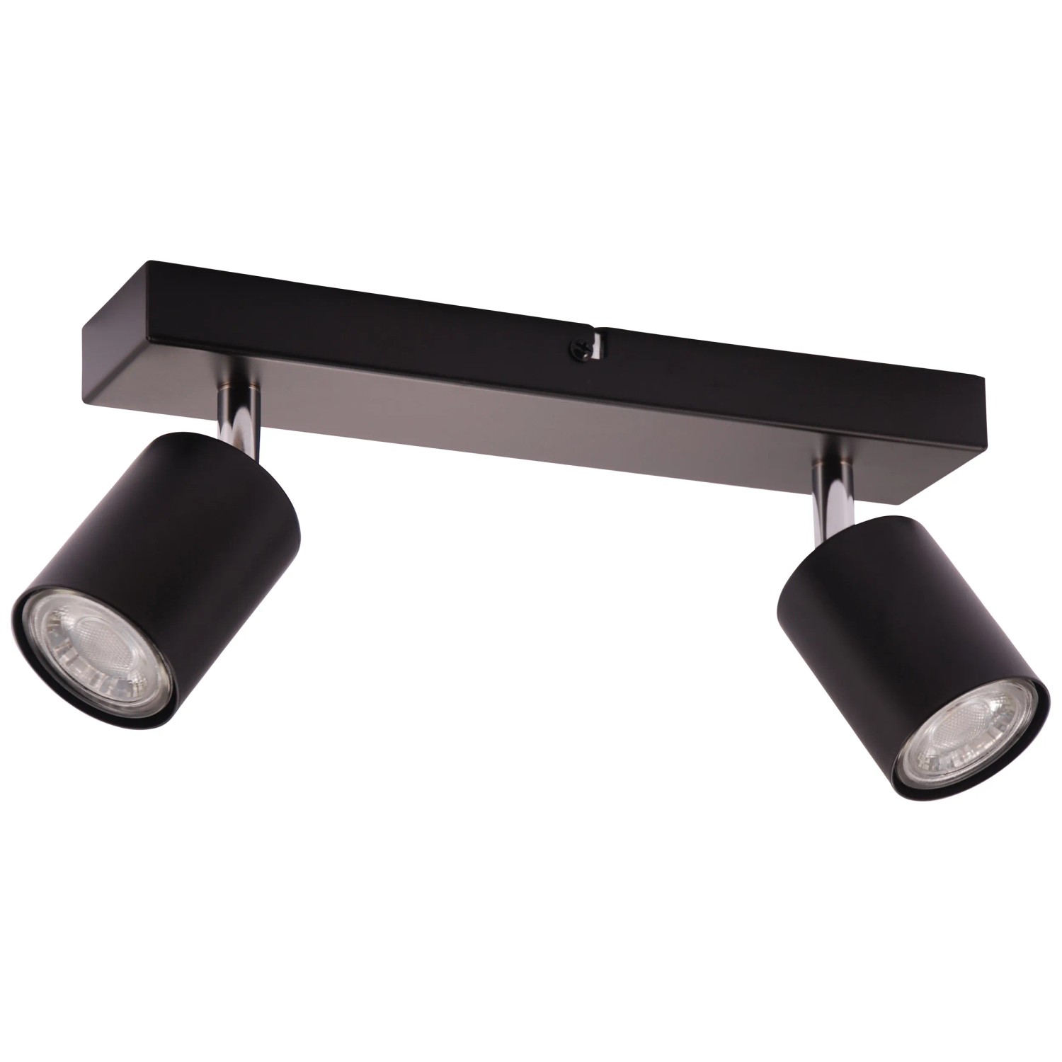 Schwarzer, 2-flammiger LED-Deckenstrahler Taio, 35,5 cm breit, für flexible Beleuchtung.