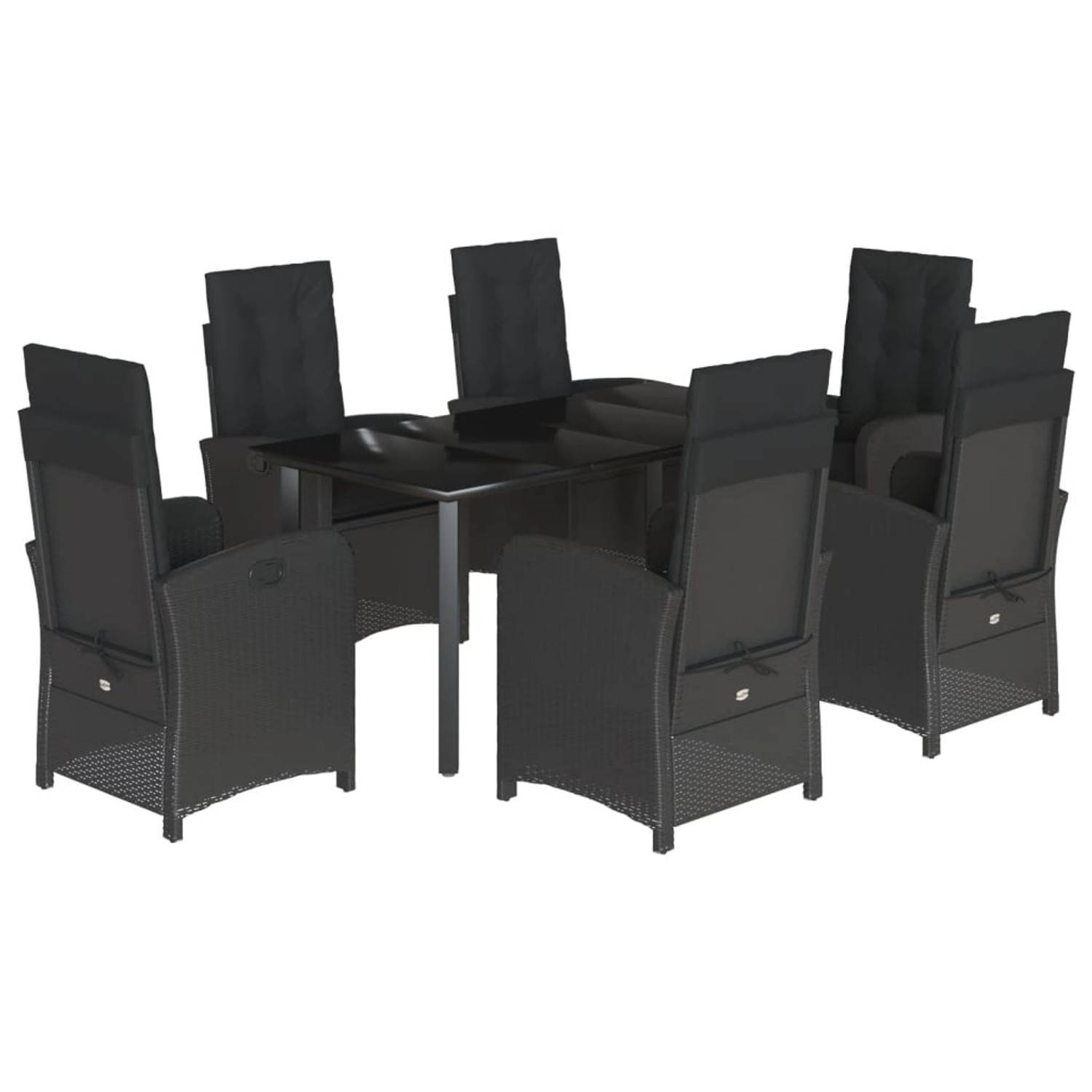vidaXL 7-Tlg Garten-Essgruppe mit Kissen Schwarz Poly Rattan 3212326 günstig online kaufen