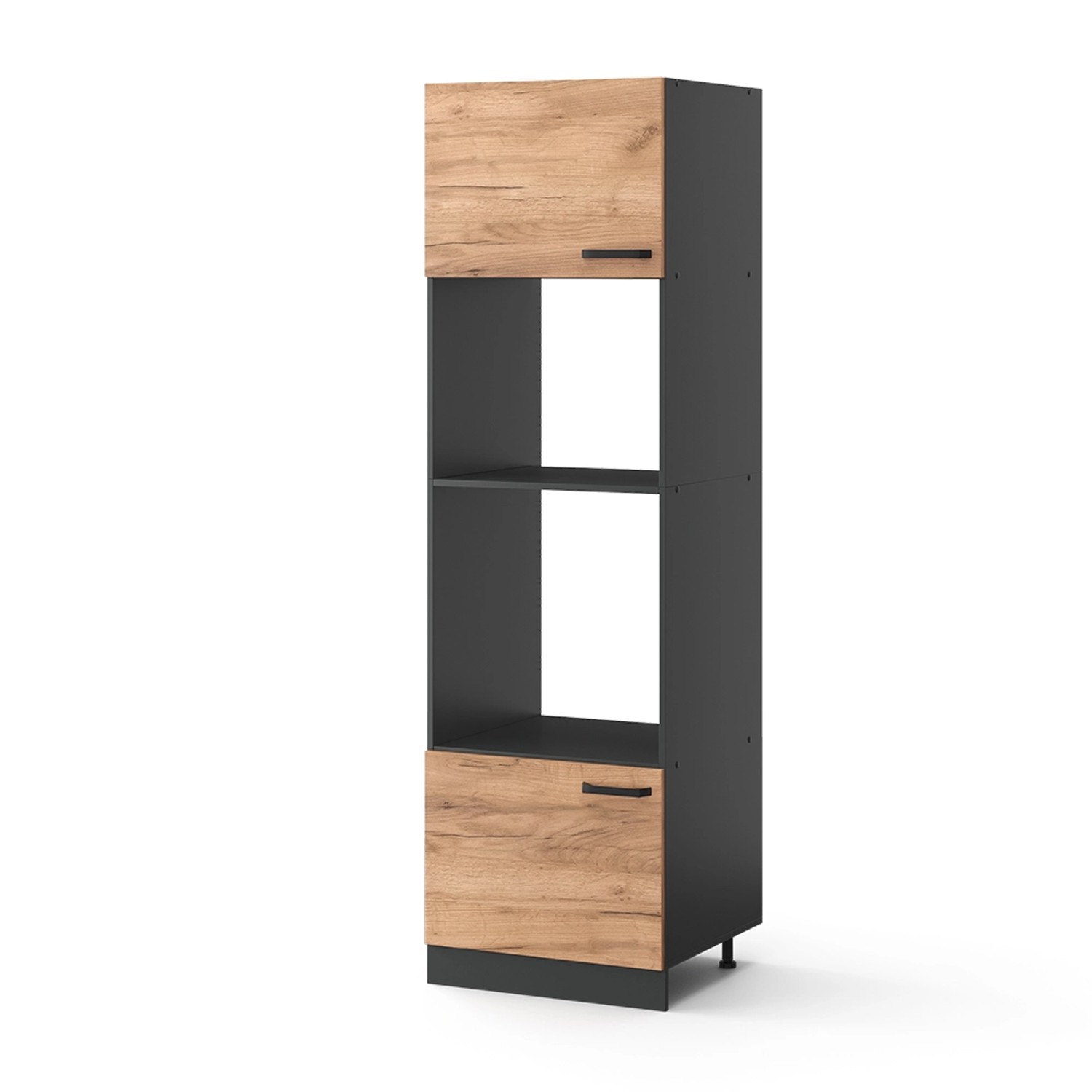 Vicco Mikrowellenschrank R-Line Küchenregal für die Mikrowelle Goldkraft Eiche/Anthrazit 60 cm