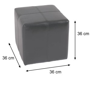 Brauner MCW Sitzhocker Carrara, Würfelform, 36x36x36cm, mit Ziernähten.