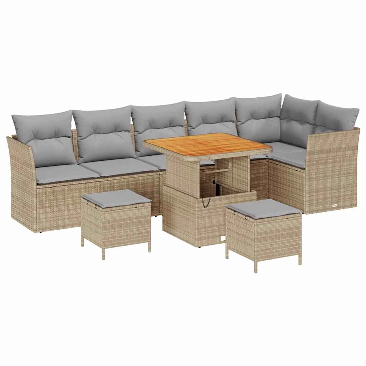 vidaXL Garten-Sofa-Set 9-Tlg Beige Poly Rattan 3361502 günstig online kaufen