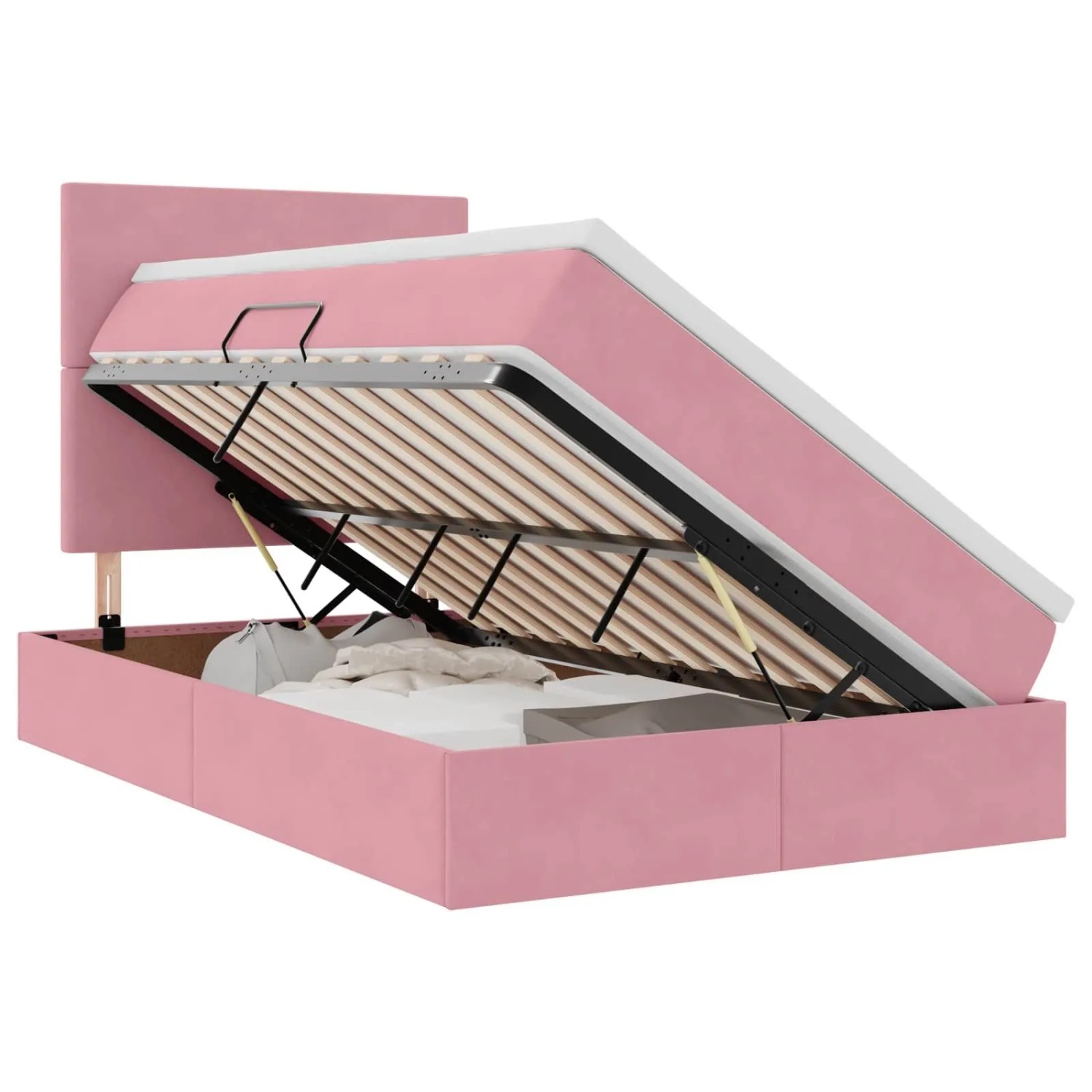 vidaXL Bett mit Stauraum und LED mit Matratze Rosa 120 x 190 cm Samt 337196 günstig online kaufen