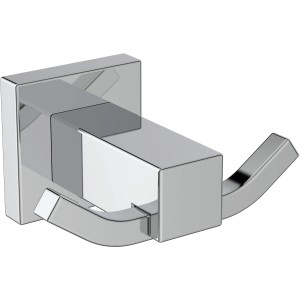 Ideal Standard IOM Cube Doppel-Handtuchhaken, Chrom, eckiges Design für Bad und WC.