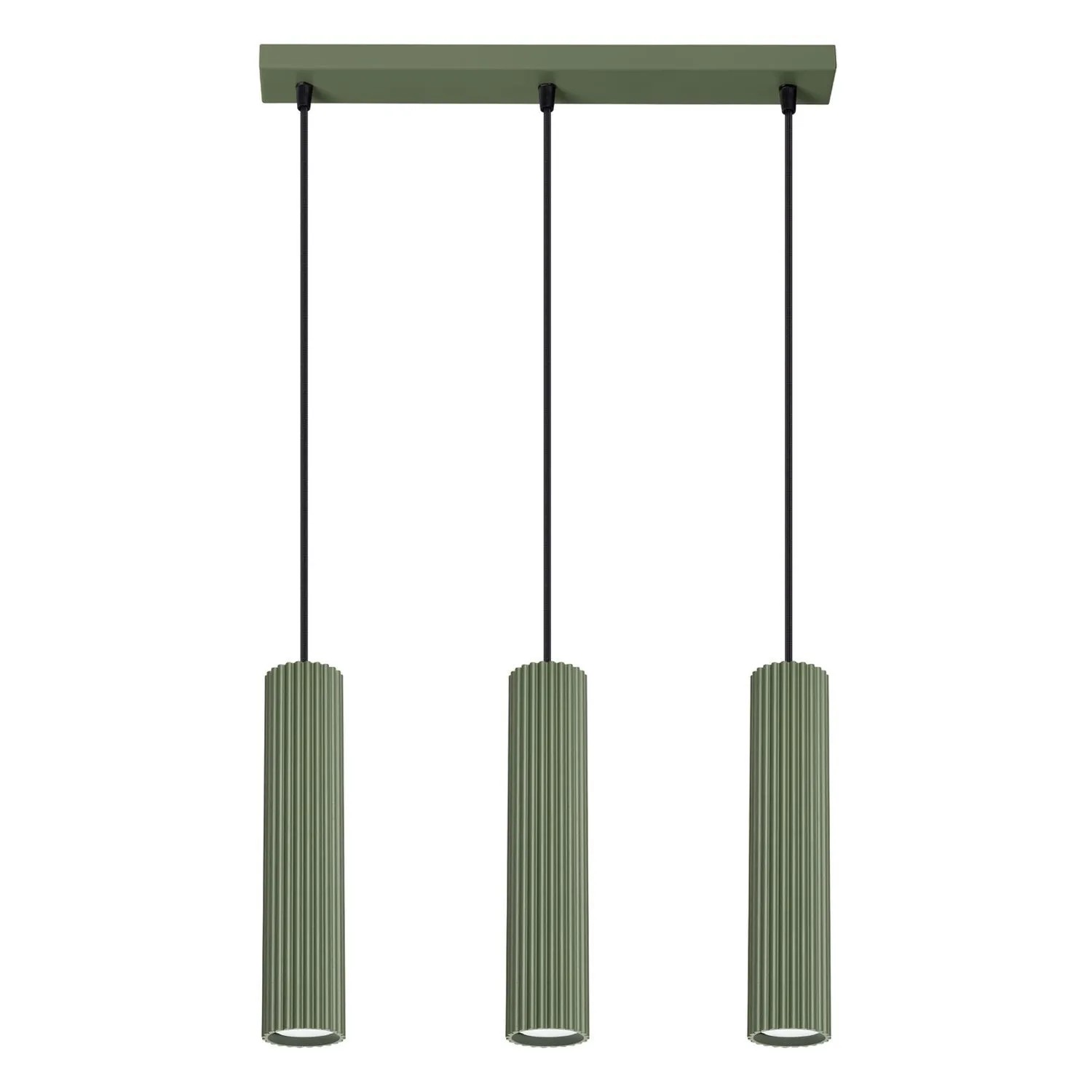 Licht-Erlebnisse Pendelleuchte 3-Flammig 45 CM Breit GU10 Olivgrün Aluminium Modern Höhenverstellbar