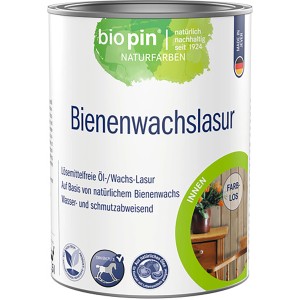 Dose Biopin Bienenwachslasur Transparent 2,5 l für den Innenbereich. Holzlasur mit natürlichem Bienenwachs.