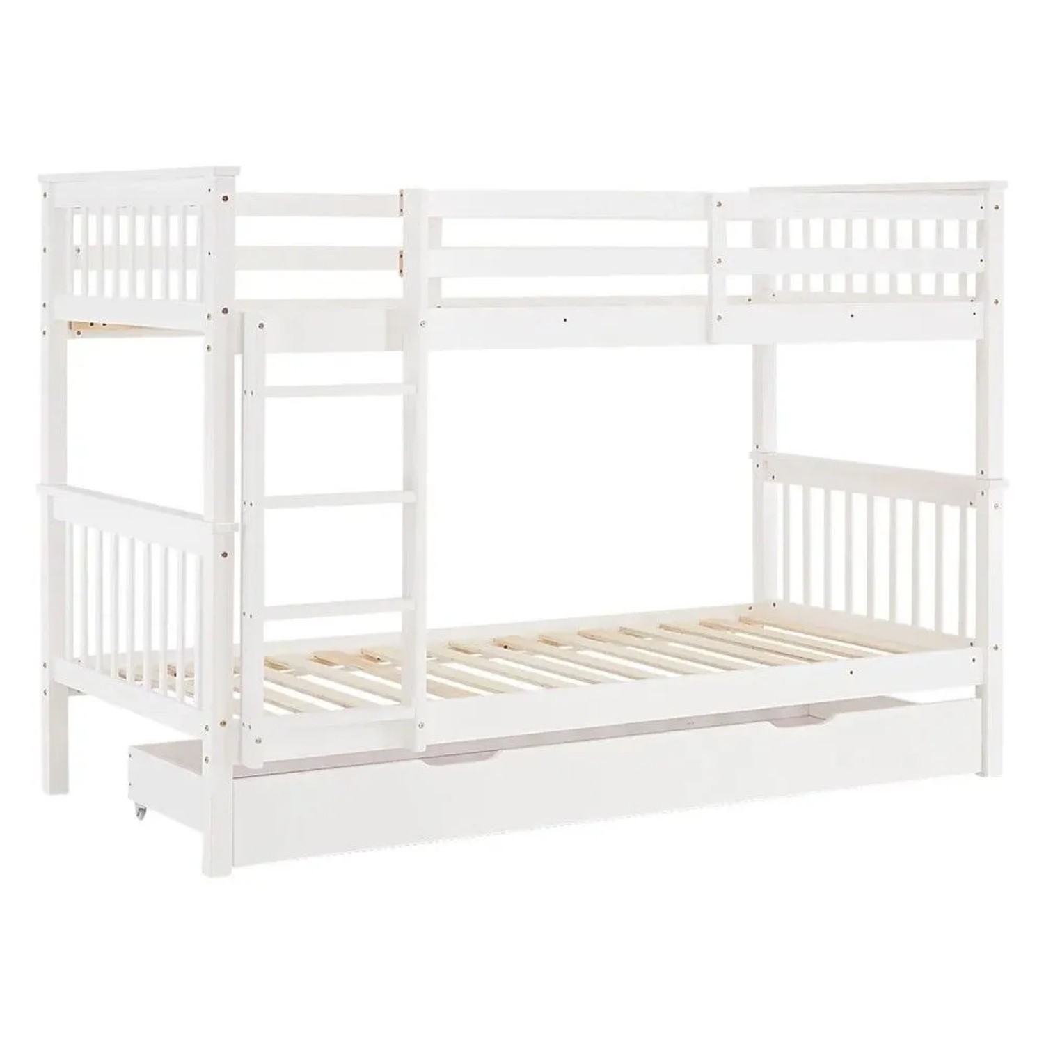 Homestyle4u Etagenbett für Kinder Hochbett mit Stauraum Weiß 90x200 cm 3051