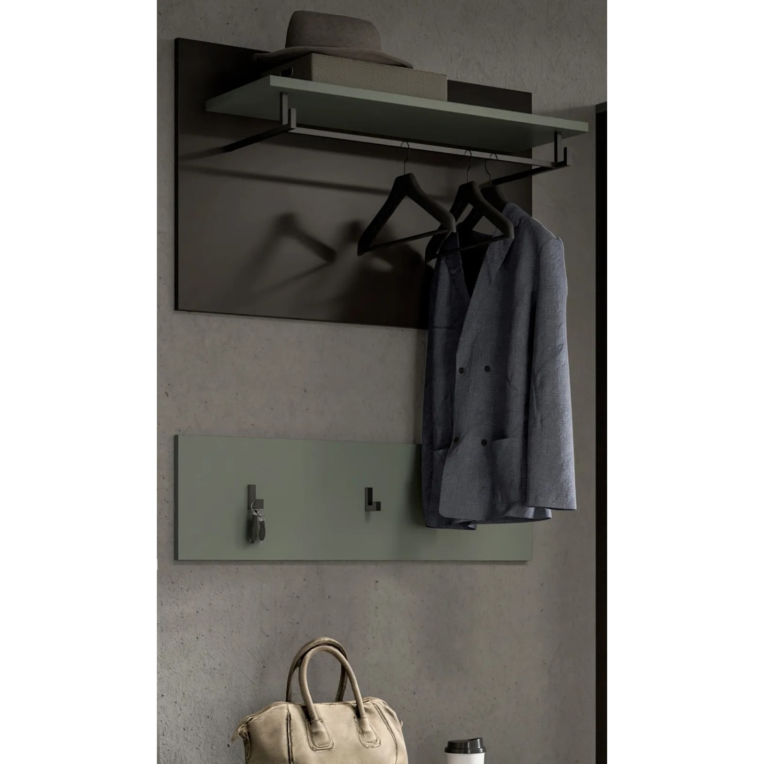 Inn.Furn Garderobenpaneel Set in Salbei und Grau 80 cm Cooper_3