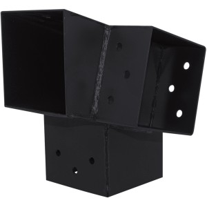 Anthrazitfarbener 105° Steckverbinder mit 3 Enden (91x91) für Holzkonstruktionen.